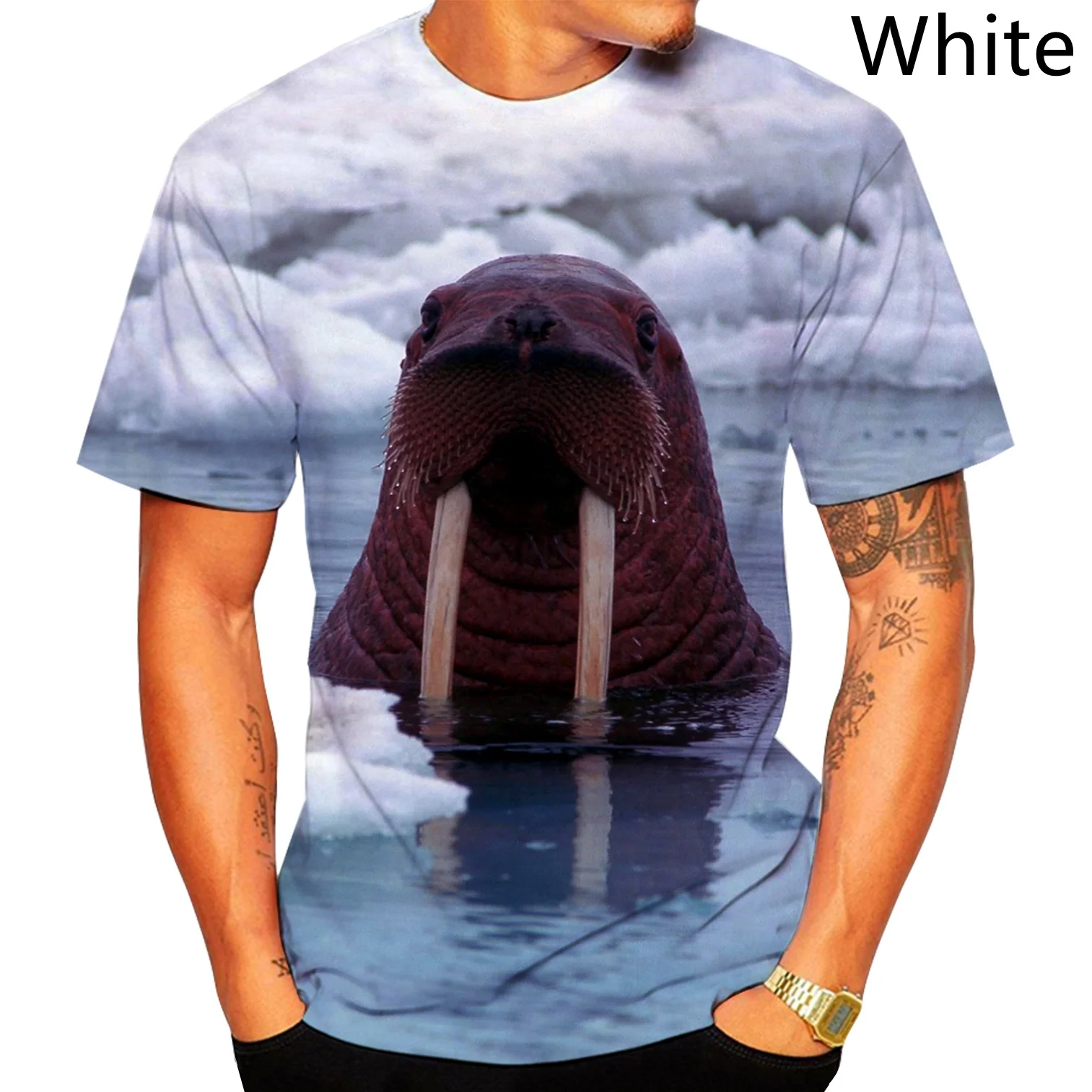 Новинка 2022 футболка Walrus 3d одежда с животным принтом забавная |