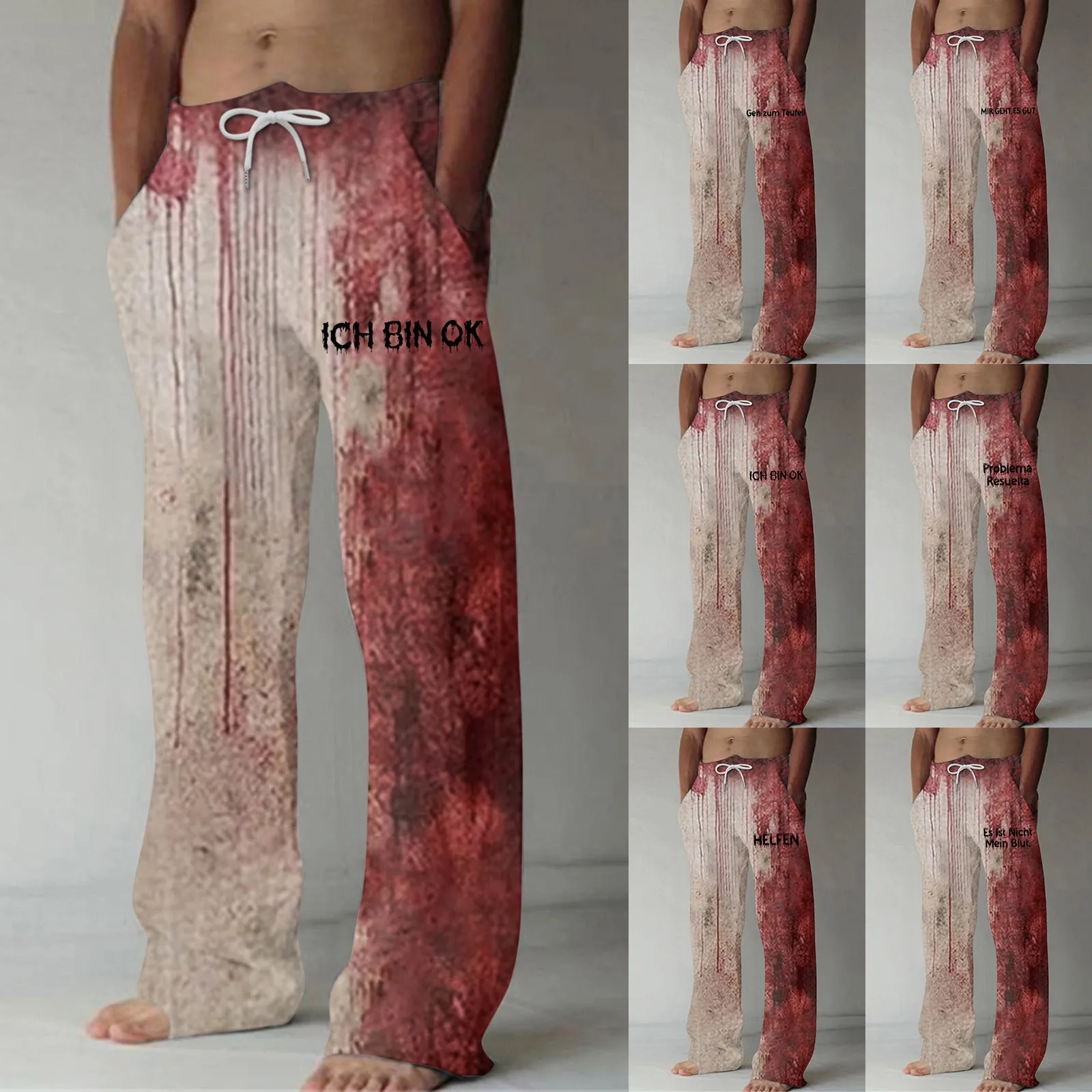 Men's Casual Halloween Bloody Print Sweatpants
