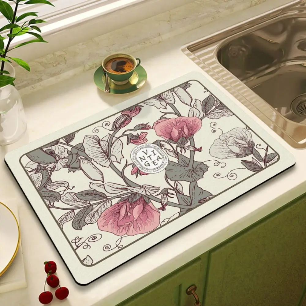 

Large Kitchen Absorbent Mat Antiskid Draining Coffee Dish Drying Mat Quick Dry Bathroom Drain Pad Tableware Mat