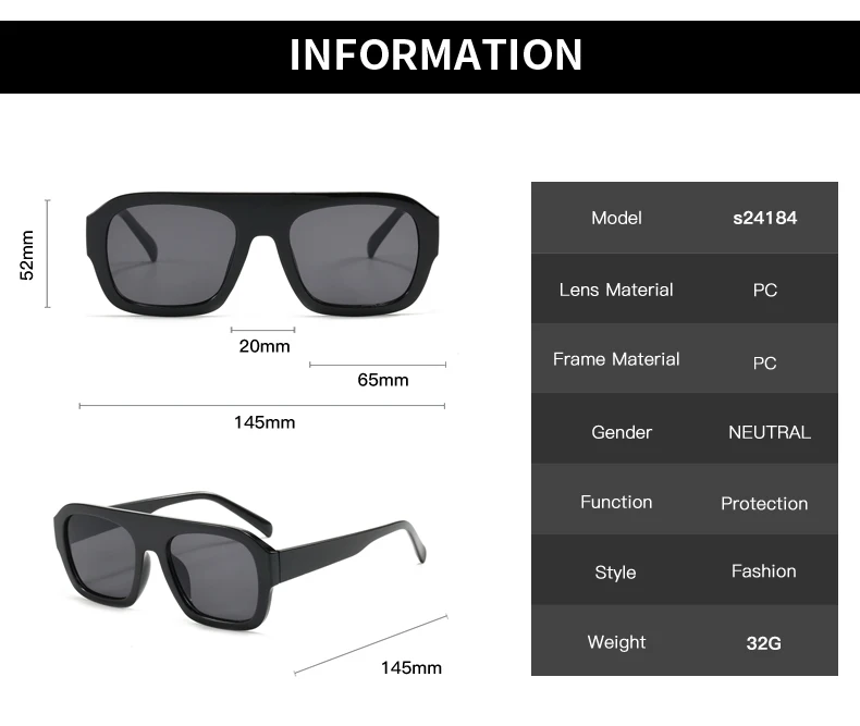 Schutzbrille Klassische Rechteckige Große Rahmen Sonnenbrille Frauen Mode Neue Retro Sonnenbrille INS Brillen Männer Unisex – Detail 2