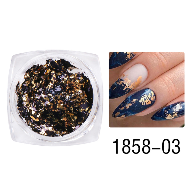 Box Gold Glitter Flakes Irregular Aluminum Foil Sequins For Nails Chrome Powder Winter Manicure Nail Art Decorations LY1858-1