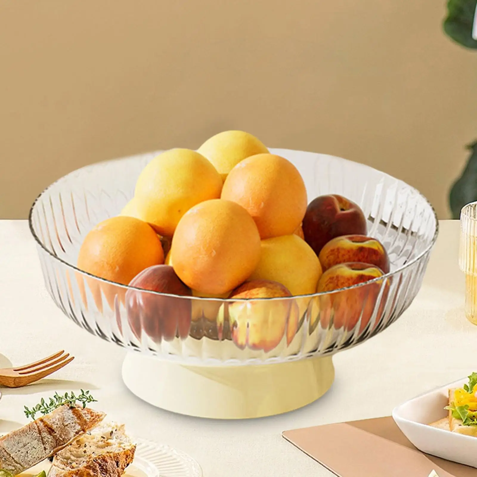 Decorative Pedestal Bowl Food Plate Fruit and Vegetable Holder for Living Room