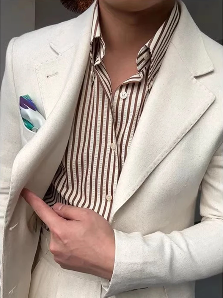 Casual Bubble Series irt Faionable Retro Button Wide Angle Collar Men's irt Daily Versatile Elegance M Long Sve S...