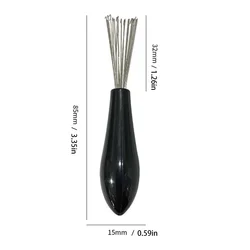 Hair Brush Cleaner with Plastic Handle - Beauty Tool for Removing Embedded Hair (Black)