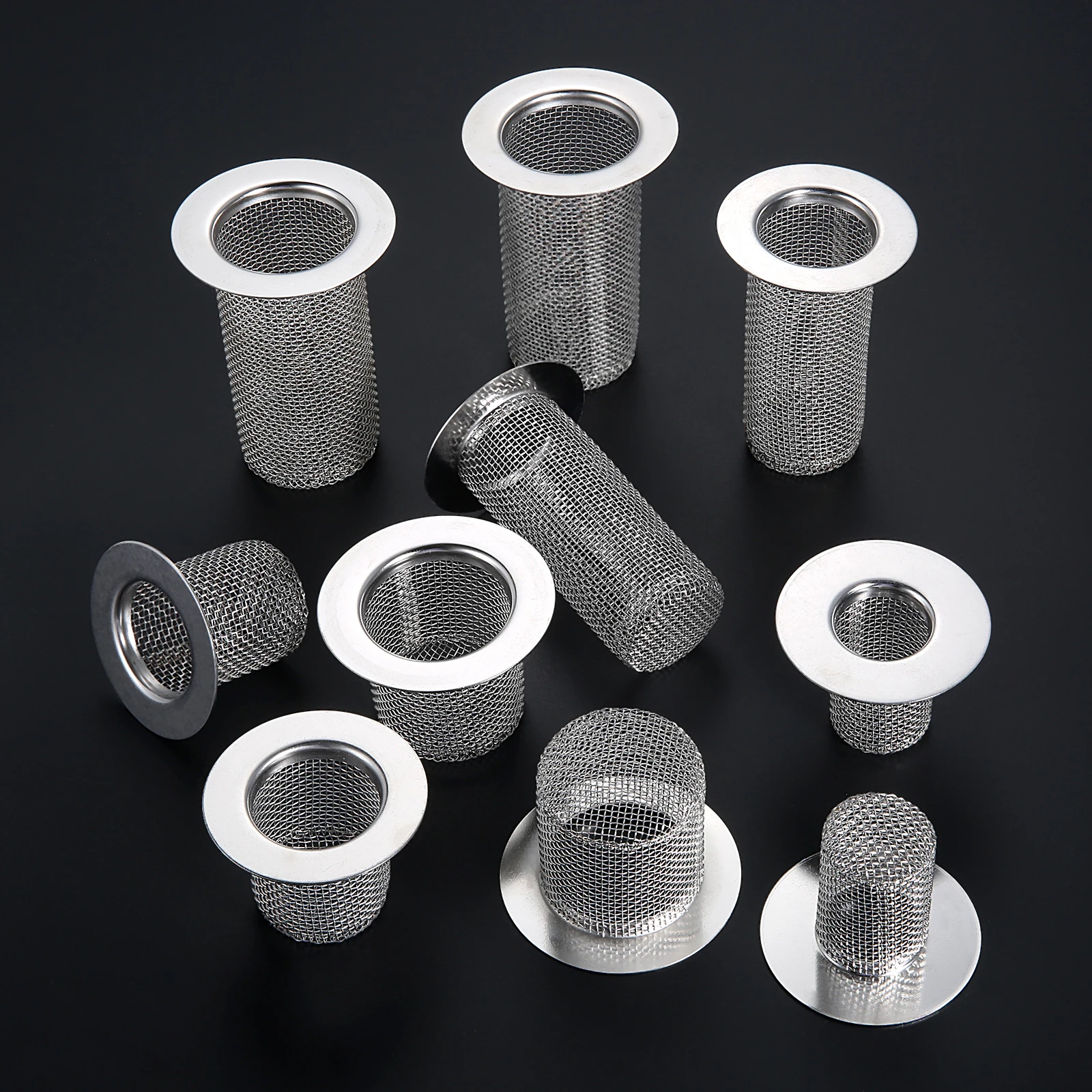 2pcs Floor Drain Filter Stainless Steel Mesh Basket Anti-hair Anti-clog 28-80mm 1"-3" Kitchen Bathroom Anti-rat/mosquito Stopper 2