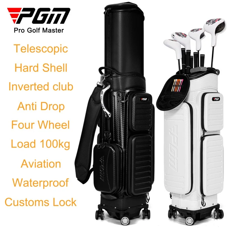 

PGM Hard Shell Golf Telescopic Ball Bag Waterproof Four Wheel Flat Push Aviation Package with Customs Lock QB142