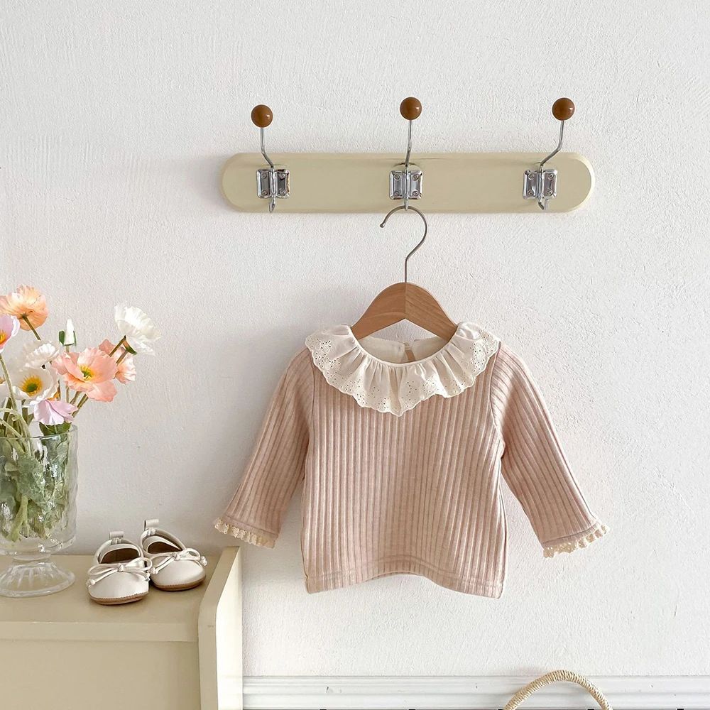 Baby Girls Thicken Fur Lining Blouse Ruffle Collar Warm Tops