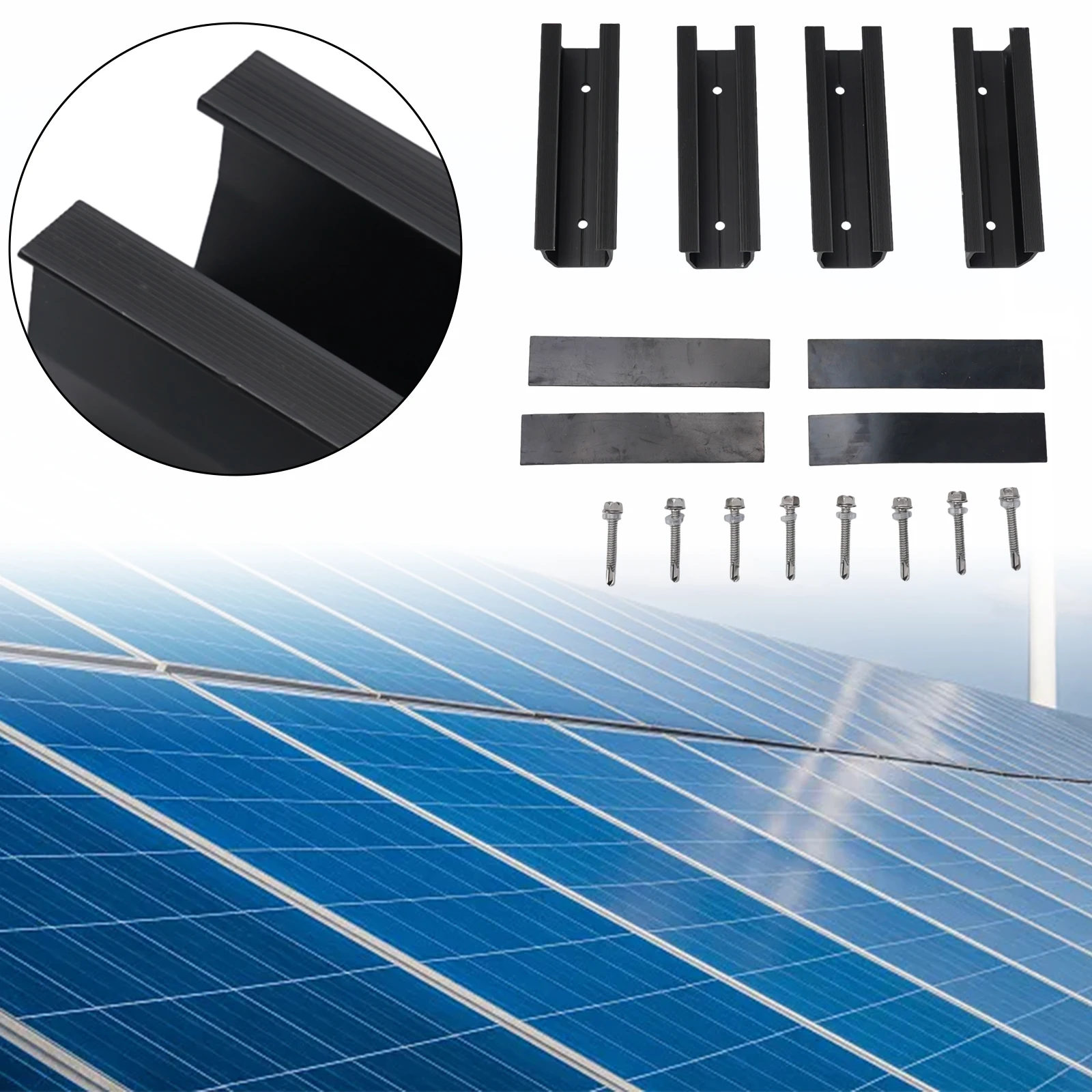 

1-4Pcs Aluminum Alloy Solar Mounting System Rail Suitable For All Weather Conditions Corrosion Resistant Durable Black 120mm