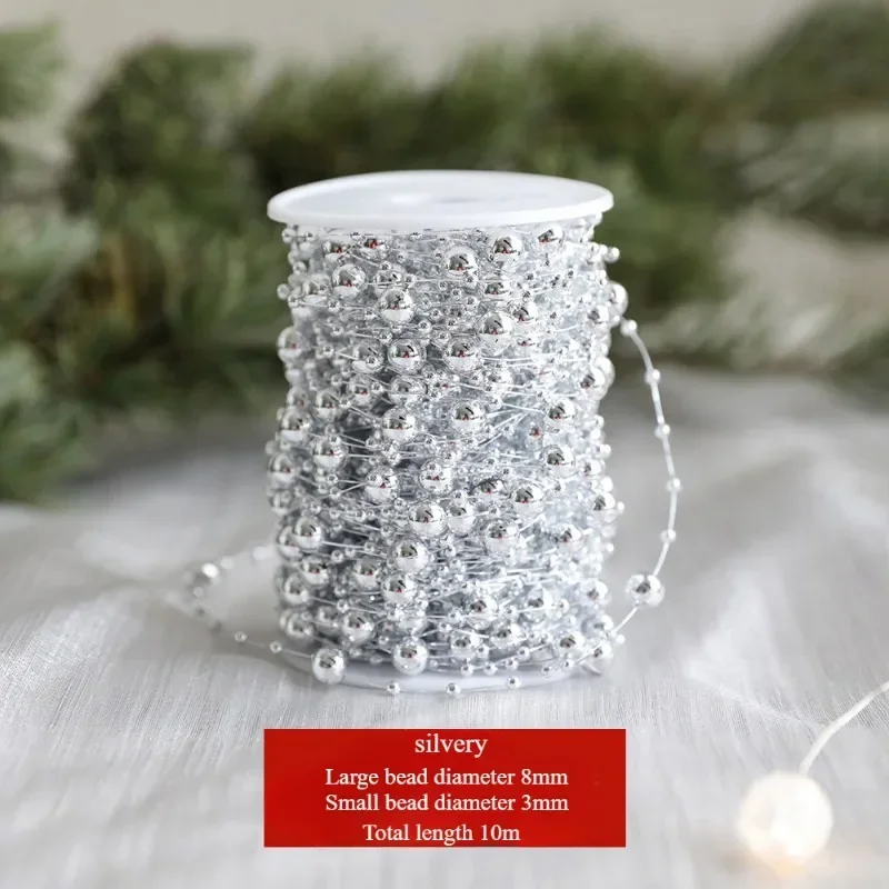 thumbnail image 1 of 10m Bead Chain Garland Christmas Tree Hanging Beads Decorations Artificial Pearls Beads Chain Wedding Party Decor, 1 of 5