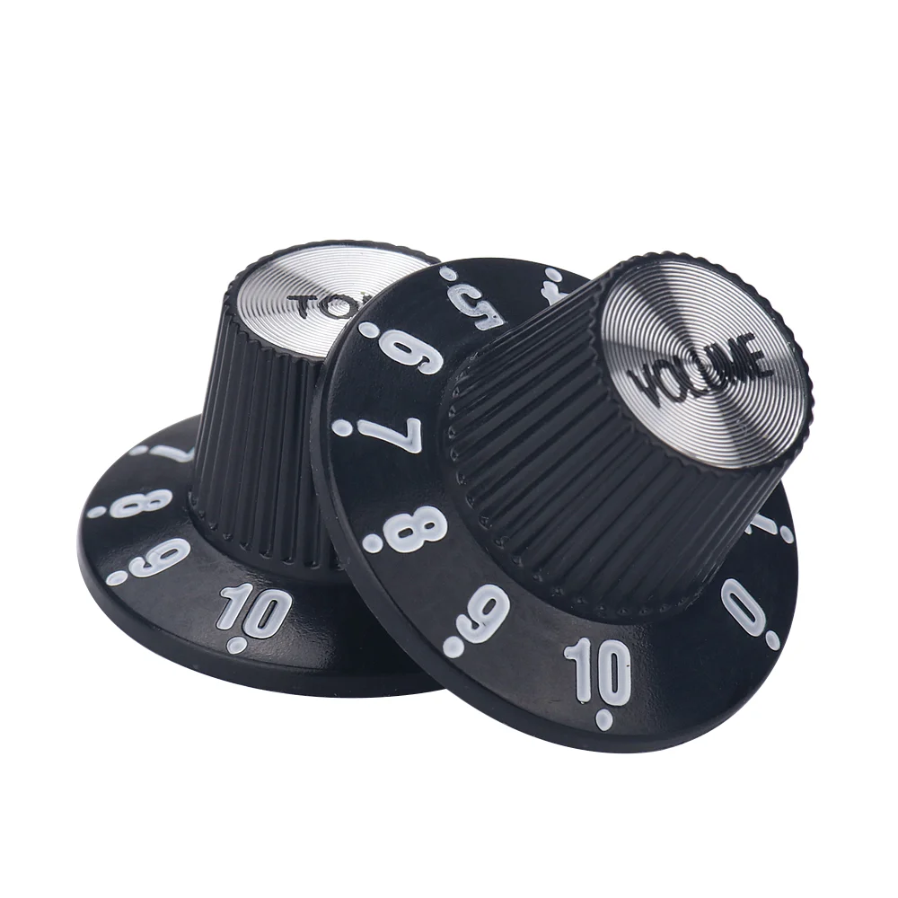 Silver Reflector High Hat Guitar Knobs for Volume and Tone Control