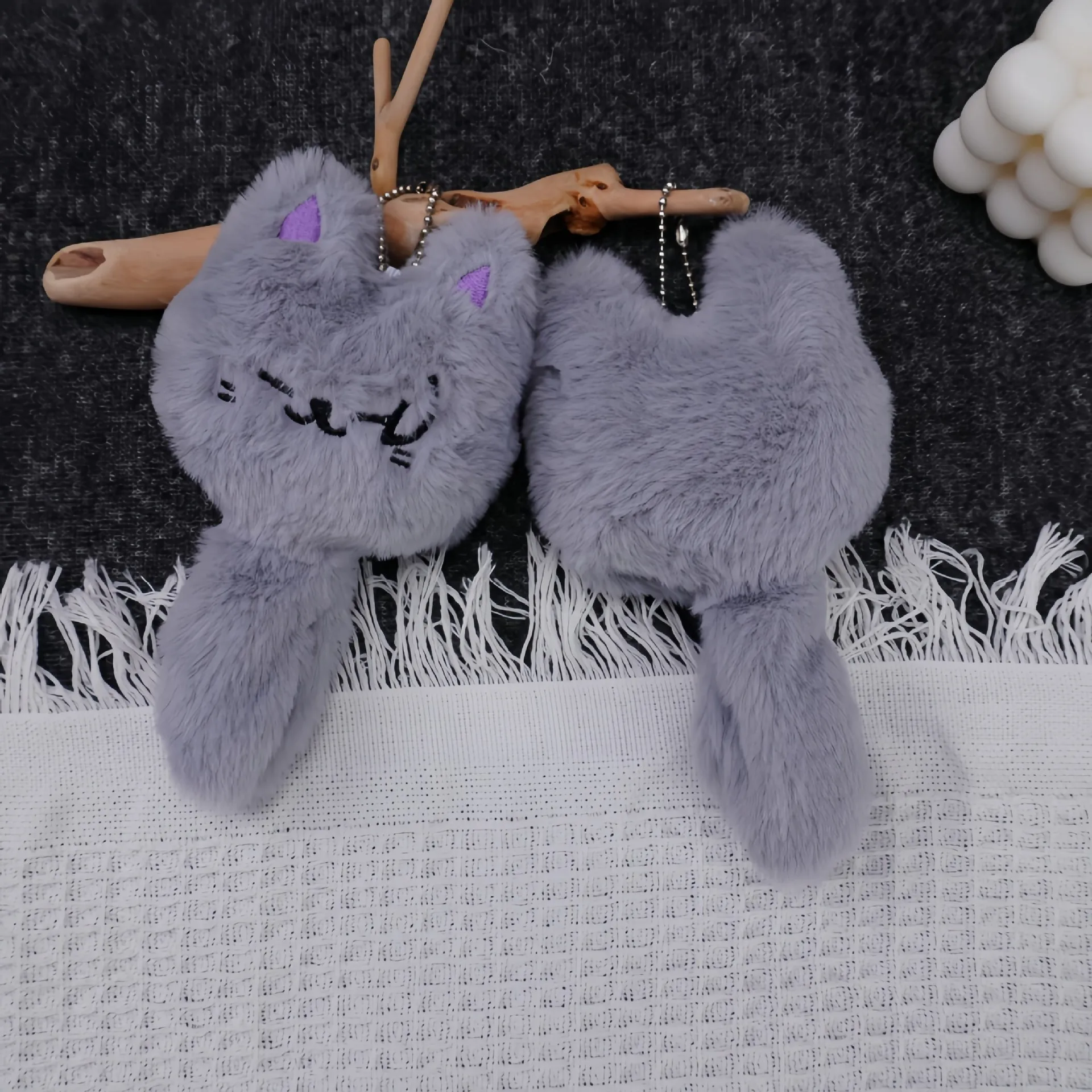 Plush keychain Anime JK Gojo Satoru Plush Keychain Cosplay White Cat Cosplay Gojo Pendants Backpack Key Ring Halloween Party Decoration