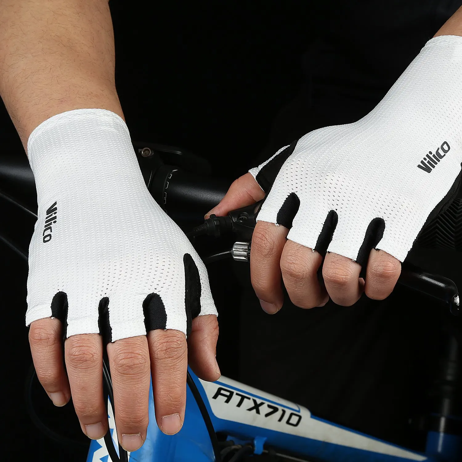 Short Cycling Gloves Fingerless Gloves Anti-slip Bicycle Lycra Fabric Half Finger Mitten for Mtb Road Bike Sports Racing