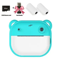 Kids' Instant Print Digital Camera with 32GB Memory Card - Fun Photo & Video Toy (Green 32G)