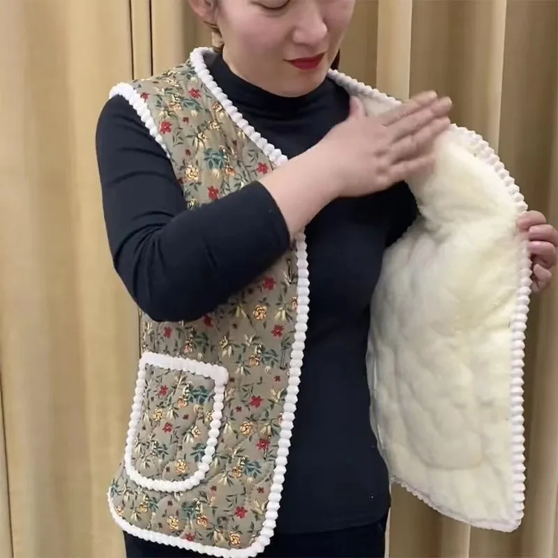 

Жилет женский осенне-зимний, теплый жакет без рукавов, Свободный Топ, жилет для людей среднего возраста, большие размеры