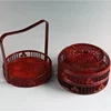 Portable Chinese Style Double-Layer Bamboo Basket Wedding Gift Fruit Basket  Decorative Food Storage Handcrafted Gift Box 4