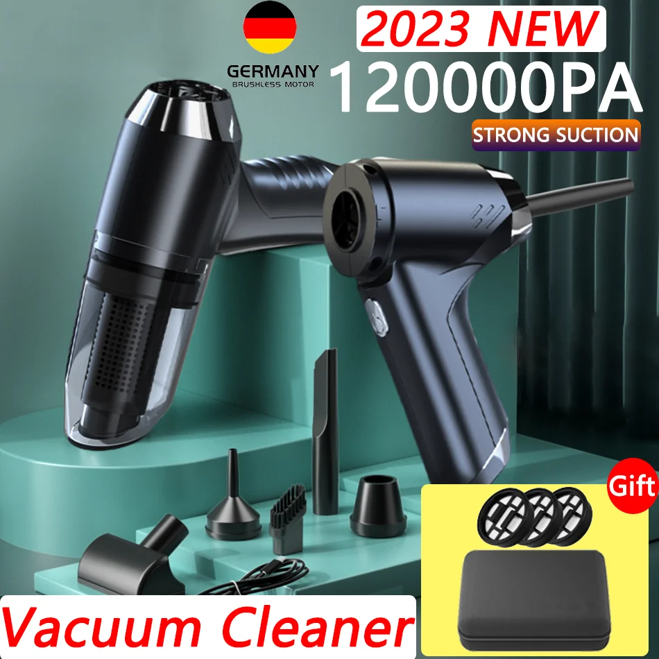 

120000Pa Wireless Car Vacuum Cleaner Cordless Handheld Vacuum Cleaner Mini for Home Auto Dust Collector With Built-in Battrery