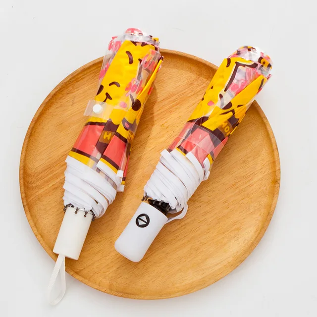 Disney Rajzfilm Automatikus Összecsukása Három Összecsukható Esernyő Anime Figurák Winnie The Pooh Átlátszó Lányok Ajándékok - Image 4