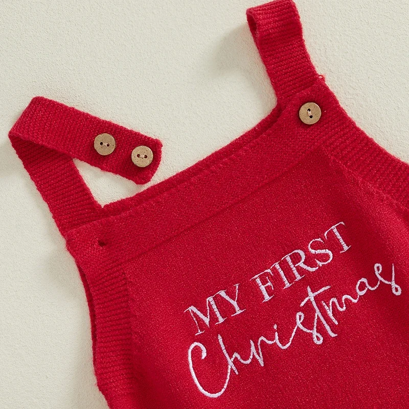 Christmas Baby Girl Boy Knit Romper Sweater Princess Ruffle Newborn Knitwear Sleeveless Letter Kids Bodysuit Infant Overalls knit sweater