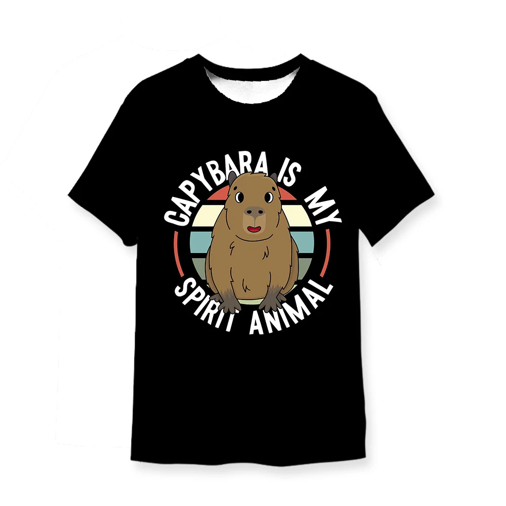 

Capybara Is My Spirit Animal Graphic Men Black T-shirts Unisex Baggy Vintage T Shirt Light Academia Clothes Cutecore Top BOYS