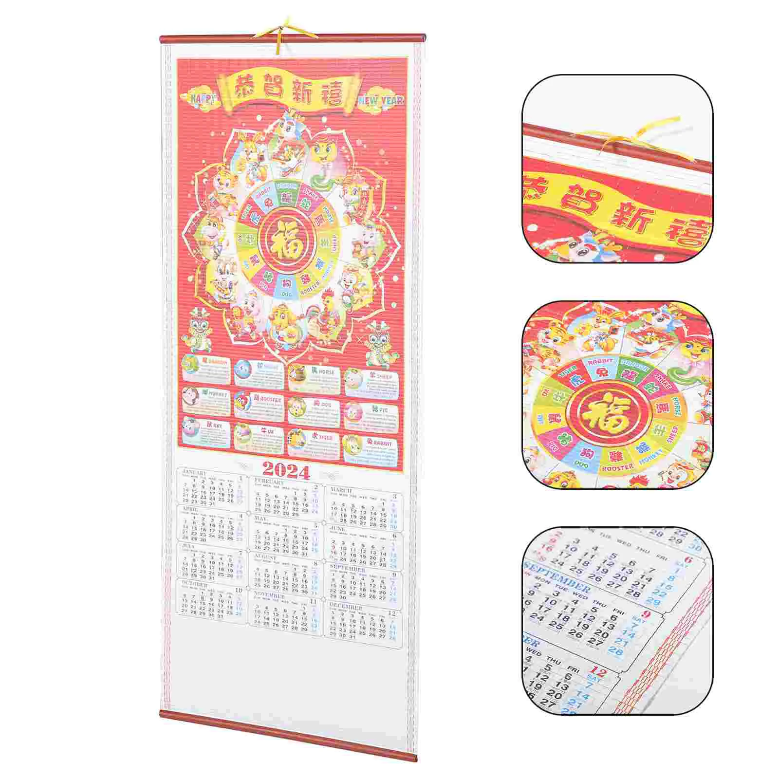 

Chinese New Year Wall Hanging Calendars Traditional Scroll Lunar Calendar Ornament Year Of Dragon Home Decoration