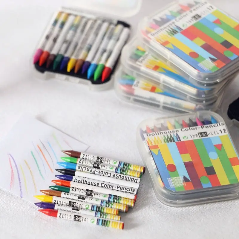 

1 Set 12colours Mini Dollhouse Miniature Crayon Doll House Accessories for 1/6 or 1/12 Dollhouse