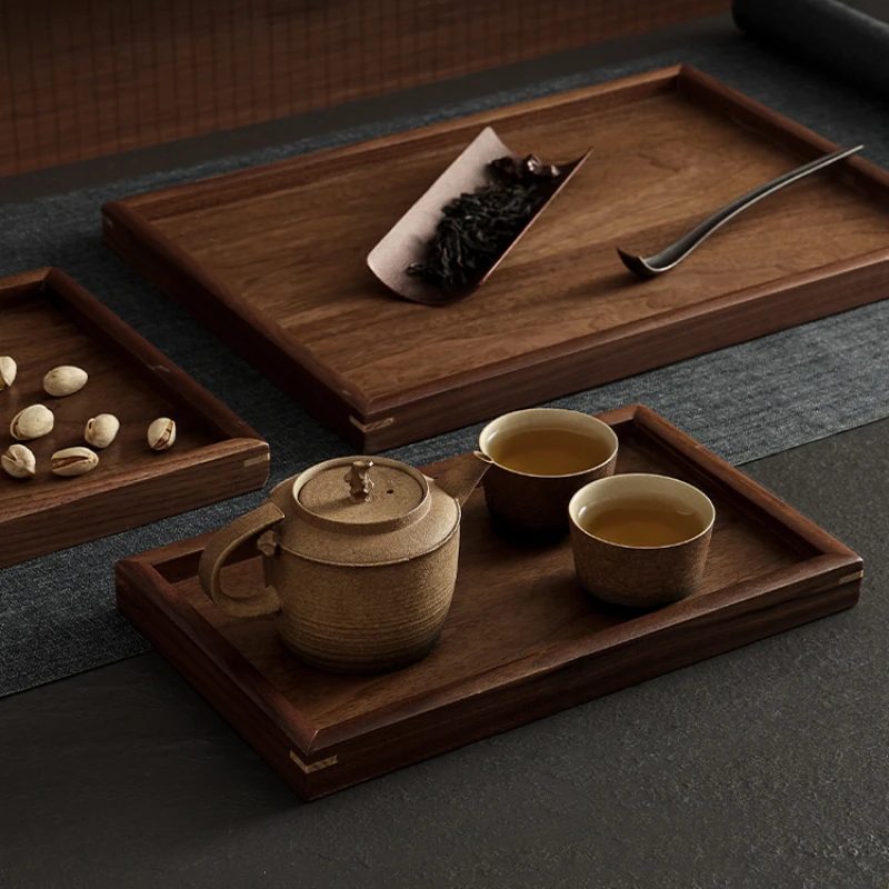 

Japanese Walnut Tea Ceremony Wooden Tray Solid Wood Dry Brewing Tray Home Decoration High-end Tea Dessert Dessert Dinner Plate