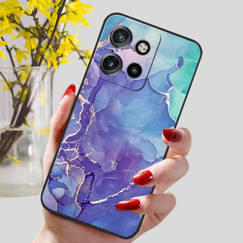 Cartoon Flowers Printed Silicon TPU Case - Soft Black Bumpers