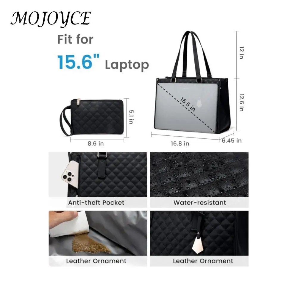 2-in-1 Lunch Tote Bag 15.6 inch Laptop Bag with Insulated Lunch Compartment Multipurpose Large Capacity Shoulder for Office