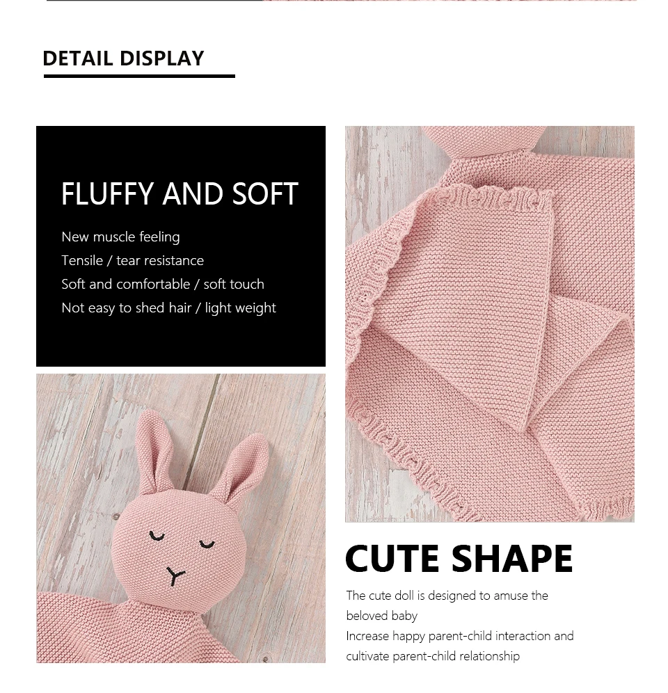 Description Picture 4 of itemComforter Baby Security Blankets Knit Newborn Boys Girls Cartoon Sleep Soothe Appease Towel Bibs Soft Toddler Unisex Accessories