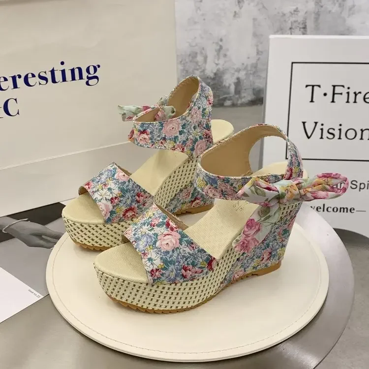 Women's Vintage Embroidery Wedge Shoes – Strappy Rubber Sole, Casual & Party Ready - View #9