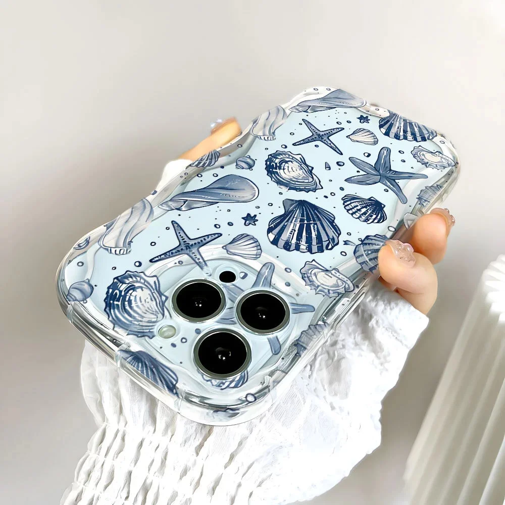Elegant Blue Seashell Phone Case Cover