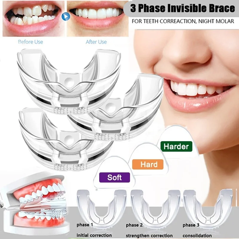 3pcsDentalOrthodonticTeethCorrectorSiliconeBracesRetainer