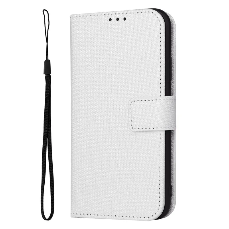 Diamond Leather Wristlet Wallet Case with 3 Card Slots and Wrist Strap - Flip Cover Design