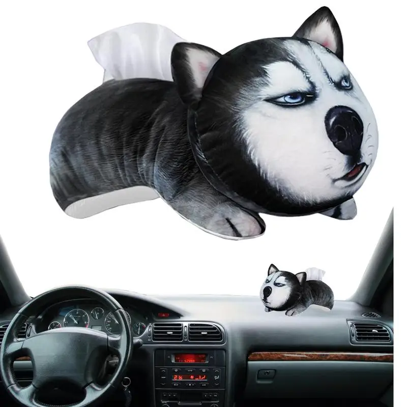 

Husky Car Tissue Box Creative Car Tissue Box 3D Multifunctional Automotive Seat Back Organizers Animal Shape Napkin Holder