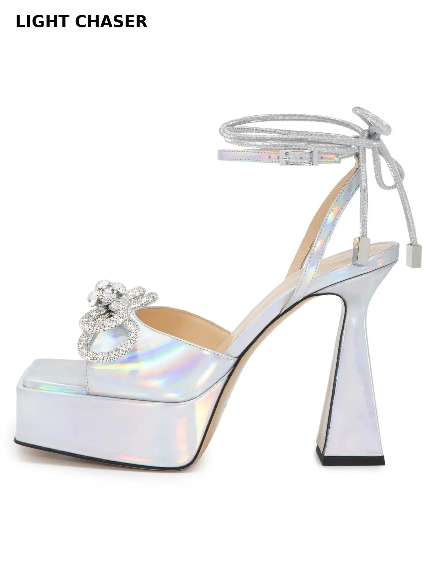 

Platform Crystal Women Sandals Luxury Rhinestones Bowknot Summer Wedding Shoes High Heels Gladiator Sandals Party Prom Shoes