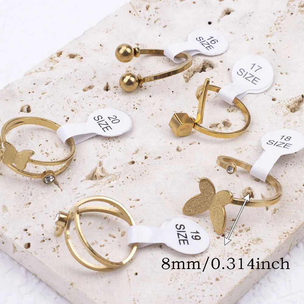 Wedding Rings Finger Rings Womens Ring Jewelry Rings Ring Jewelry Cubic Zircon Ring 20 Pieces/Lot Irregular Waterproof Butterfly LOVE Heart Stainless steel Zircon Wedding Ring for Women Party