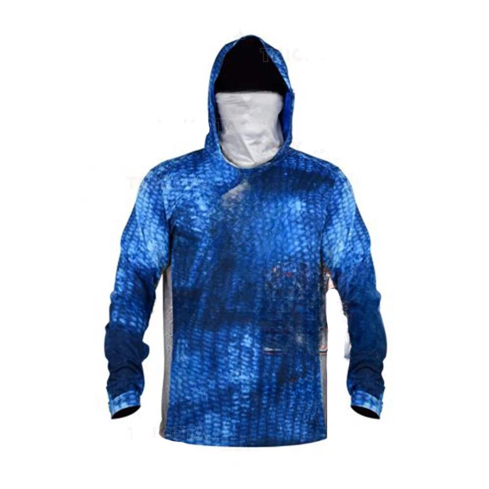 Fishing Shirt UPF50 Fish Hoodies Men Mask Cap Hoody Fishing Shirts Camisa Angling Tops Wear Clothing Moisture Wicking