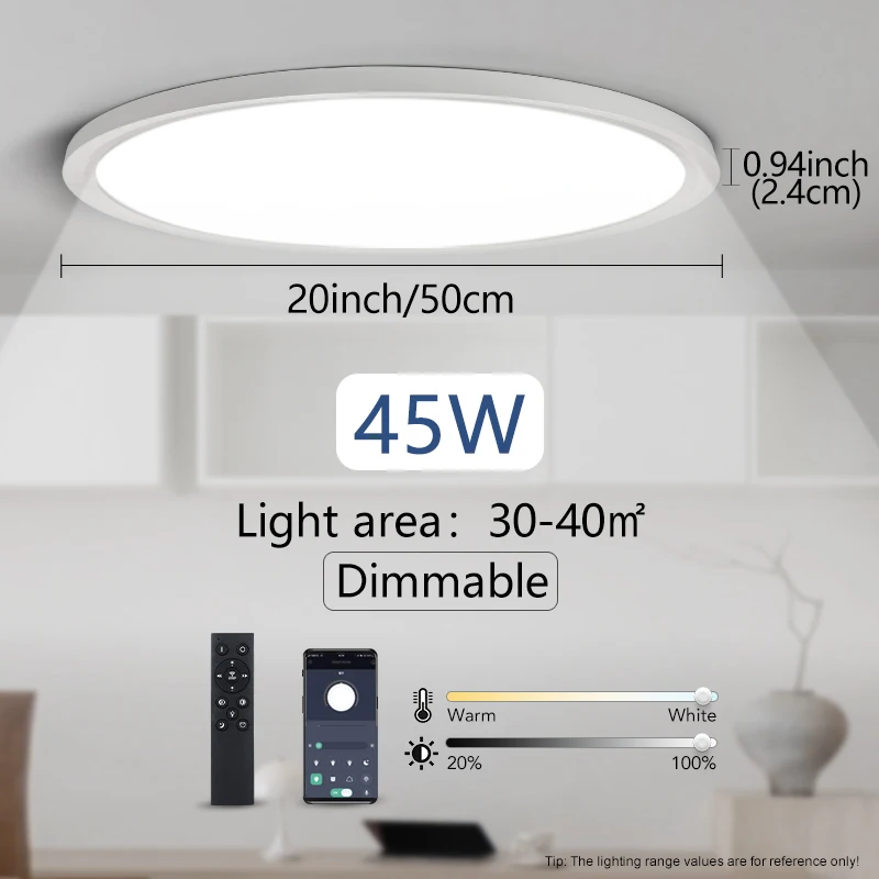 Smart Ceiling Lights 0.9 Inch with Remote APP Control Ultra Thin Dimmable Large Modern Round Lamp S095bc06827a447328f742cf0ef20327f4