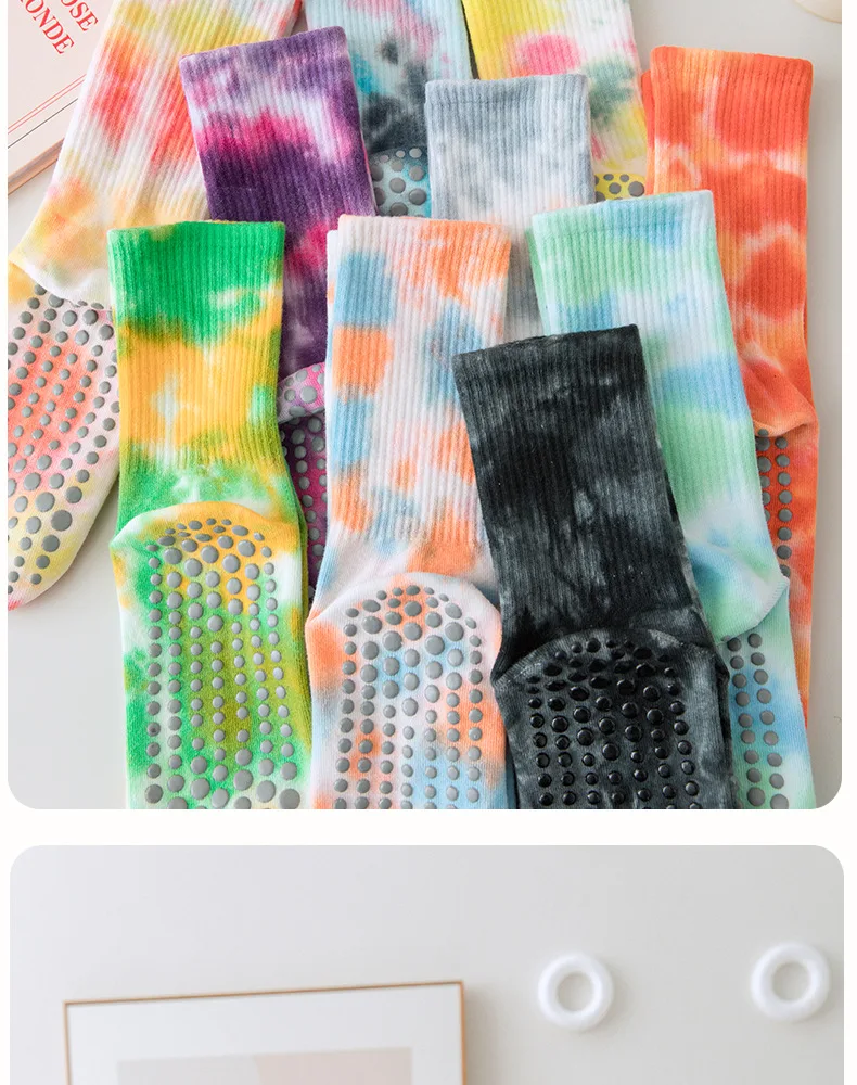 Yoga Socks Women Cotton Tie-dyed Silicone Non-slip Pilates Grip Crew Sock 29 S095bc49659174f1997c59547ea53e3aau