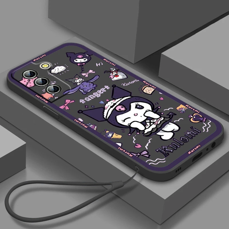 

Cartoon Cute Kuromi For Samsung Galaxy S23 S22 S21 S20 S10 S9 Ultra Plus Pro FE Liquid Rope Phone Case Silicone Cover Coque Capa