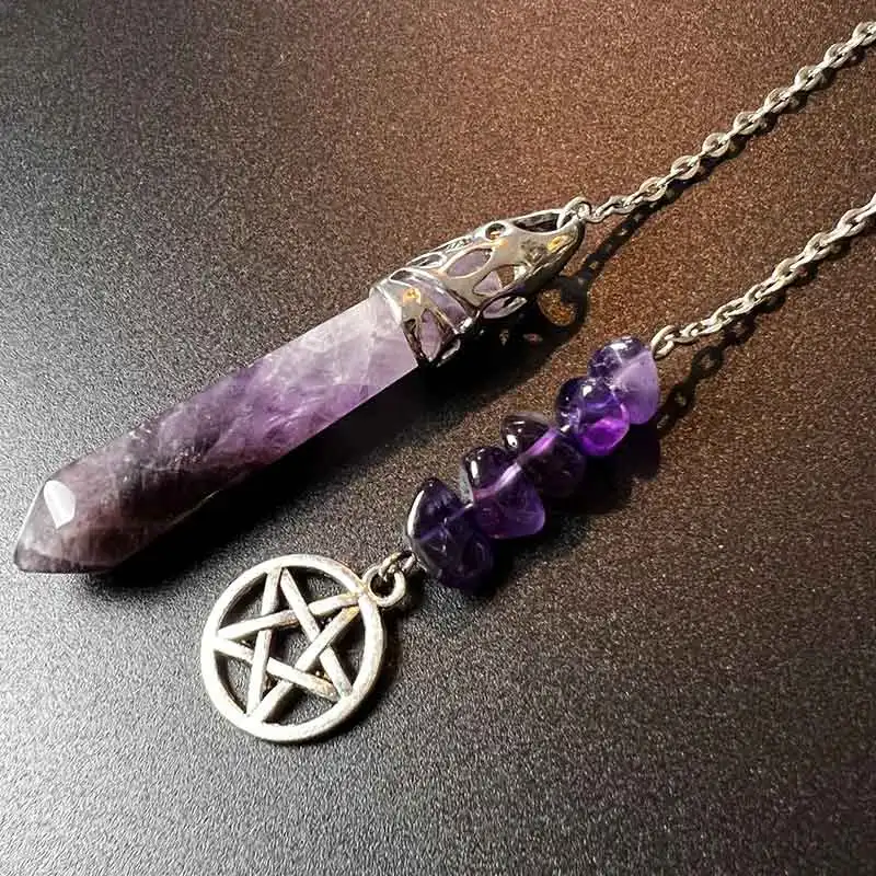 Hexagonal Pointed Amethyst Pendulum 1