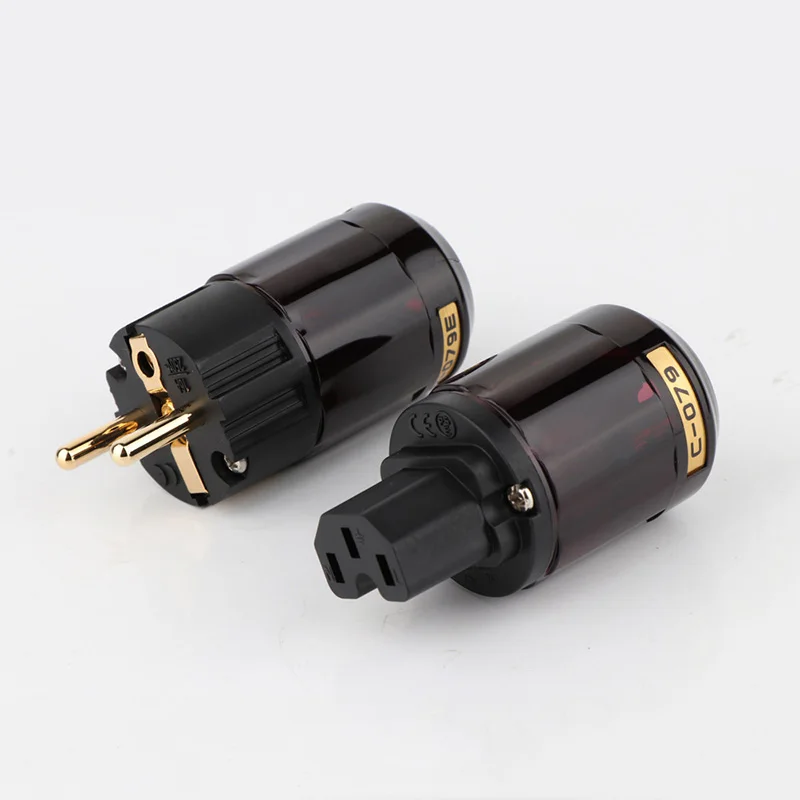 Фото Hifi C-079 Schuko европейская вилка европейского стандарта, 24k позолоченный аудиоразъем IEC, гнездовой, Штекерный аудиоразъем для самостоятельной сборки №3