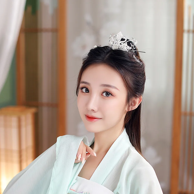 Hair Accessory Hair Headdress Hair Band Crown Chinese Hanfu Hair Crown Dragon Hairpin Gold And Silver Color Metal Hair Crown Hanfu Accessories Chopsticks Headdress