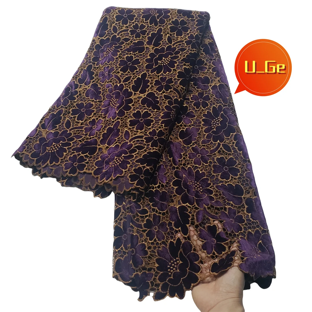 Factory Offers Latest Delicate Best Quality Soft Embroidered Velvet lace fabric For Party Evening Dress U_Ge5898 U_GE5398