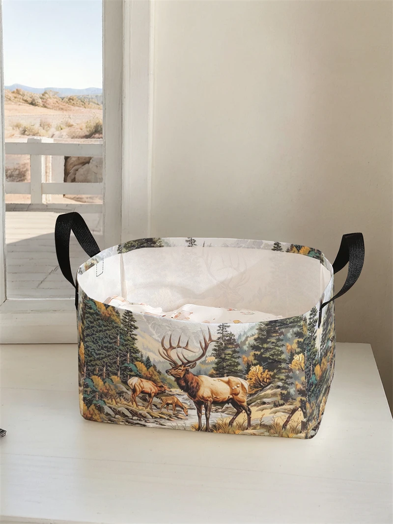 Storage box, underwear, socks, baby toys, storage basket with handle, simple printed decorative storage basket