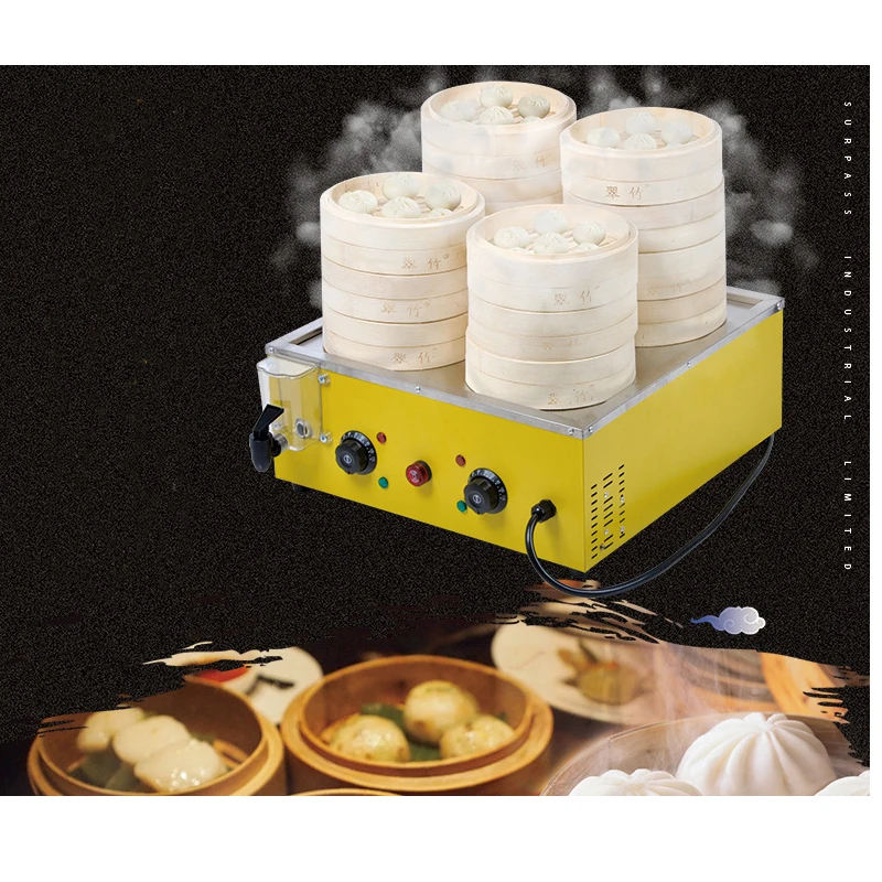 Steamed Buns Machine 4 Holes Electric Steamer Steaming Dumpling Furnace Desktop Automatic Pot for Steaming Food 220V