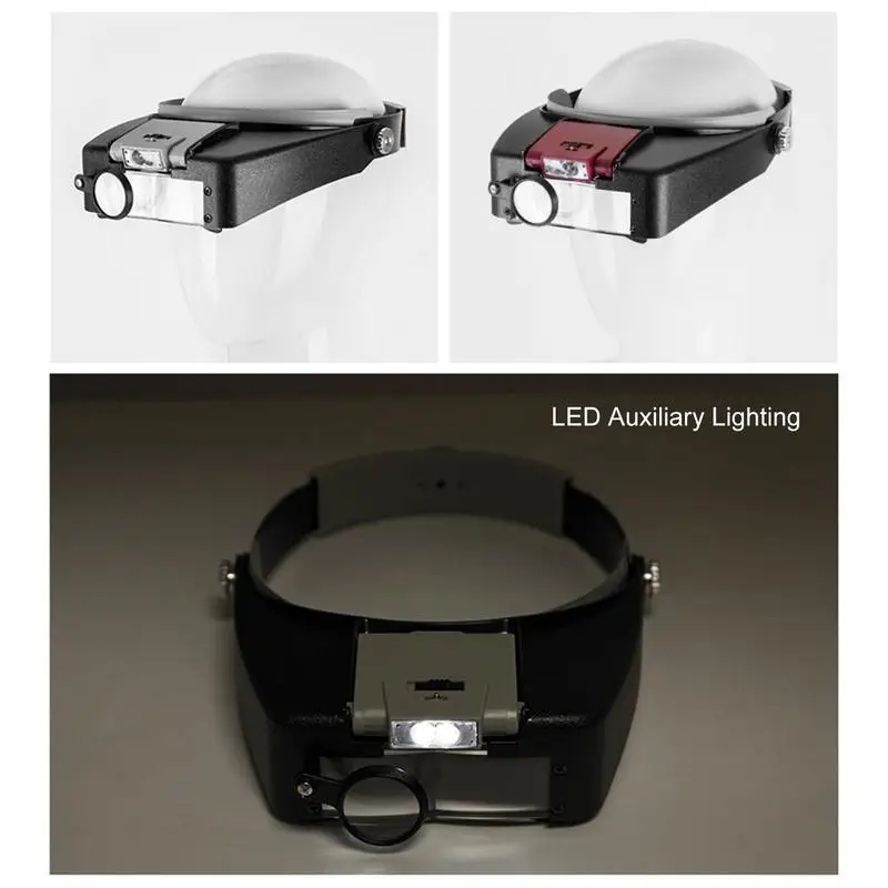 LED 조명이 있는 헤드 마운트 돋보기, 취미, 핸즈프리, 확대경, 루페 헤드셋, 10X, 8.5X, 3X, 1.5X 보석상