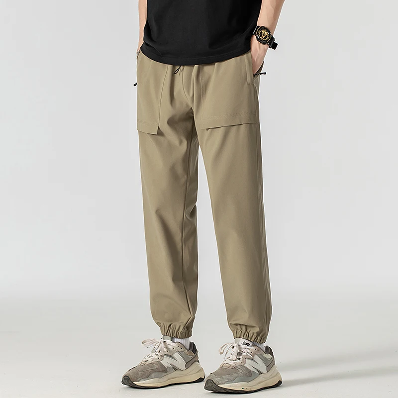 2024 Summer Mens Mountaineering Pants Waterproof and Breathable Zipper Pocket Design Straight Pants Outdoor Running Sports Pants