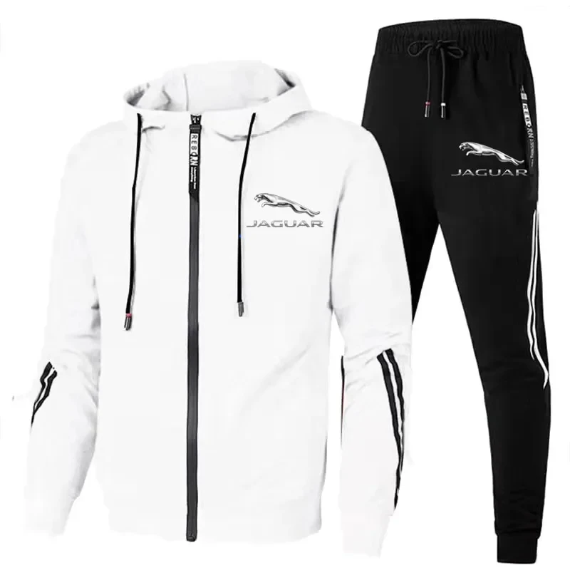 Men's Jaguar Car Logo Printed Workout Suit, 2 Piece Hooded Sweatshirt and Pants, Gym Clothing, New, 2023