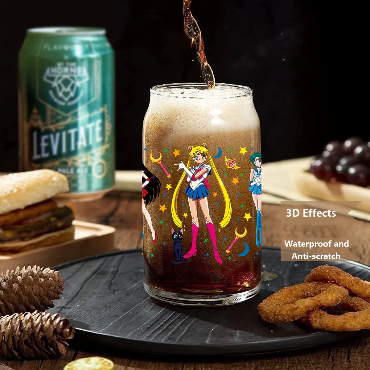Moon girl easy peel waterproof DIY Decals 3D transfers uvdtf crystal stickers 16oz uv dtf cup wraps for Libbey Glasses